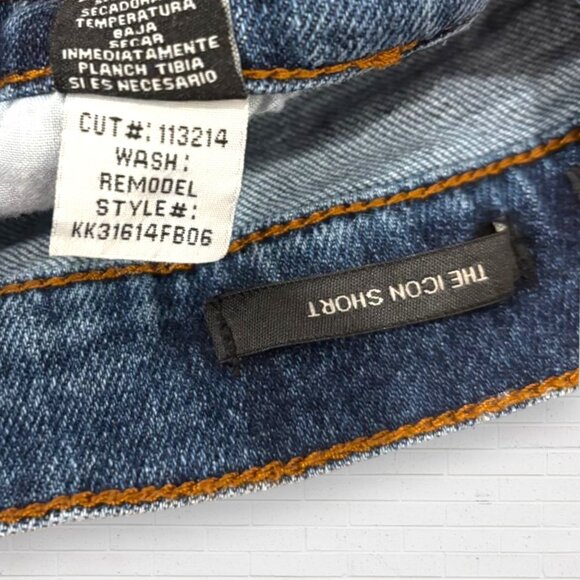 KENDALL & KYLIE The Icon Distressed Frayed Stretch Denim Jean Shorts Size 11/30 - Picture 5 of 6